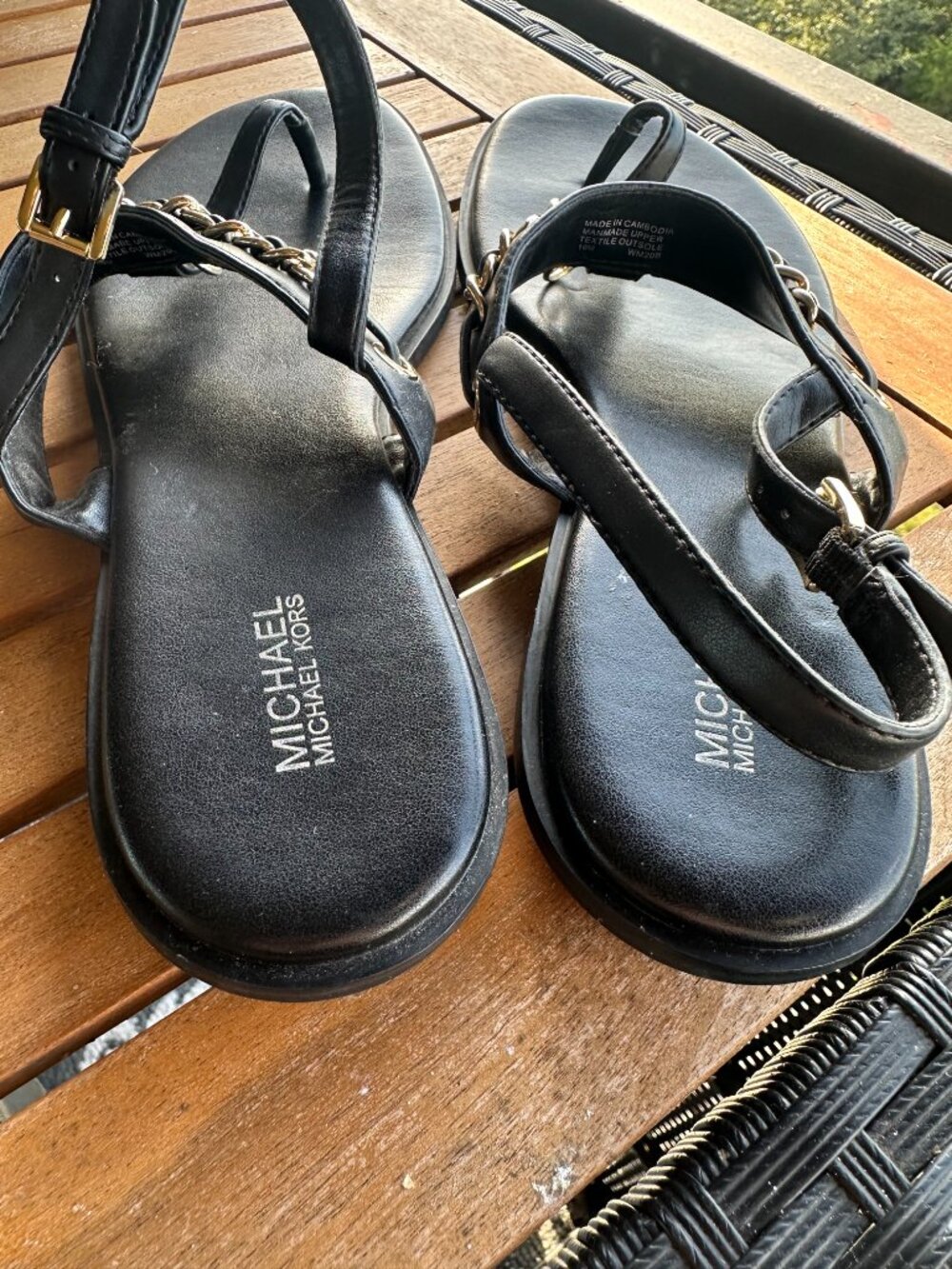 Michael Kors Black Sandals with Gold Chains - Picture 2 of 7